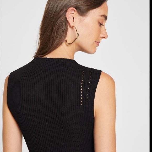 Black Club Monaco Fancy Rib Dress, Medium - Picture 3 of 6